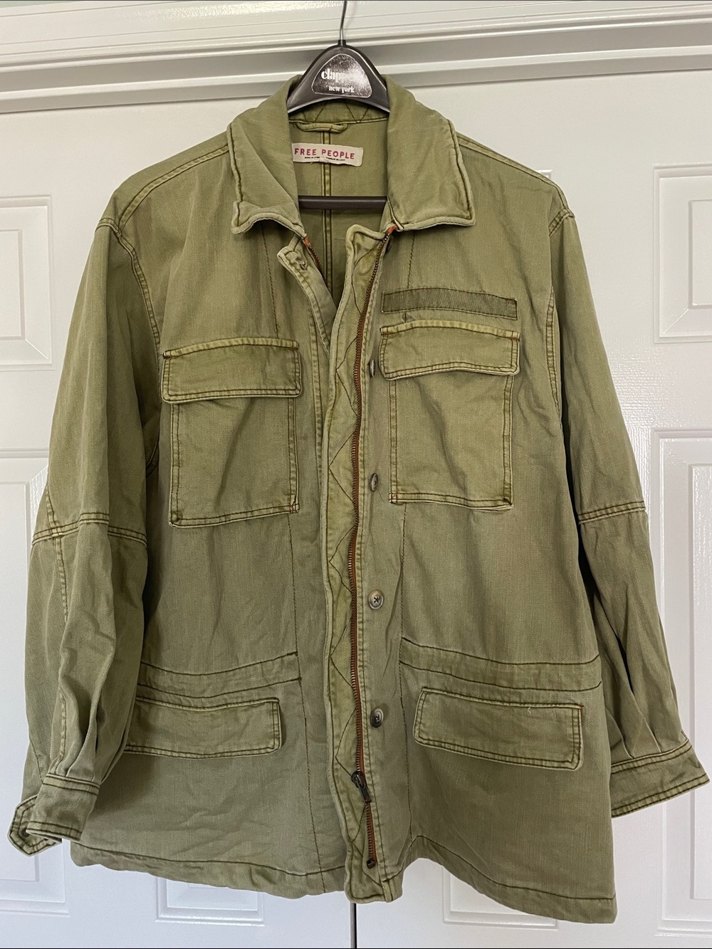 Free People 100% Cotton Olive Green Utility Field Jacket